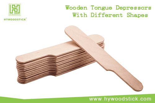 Wooden tongue depressors with different shapes